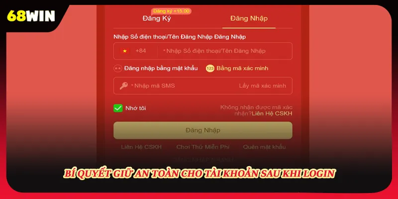 Lưu ý khi login vào nhà cái 68win